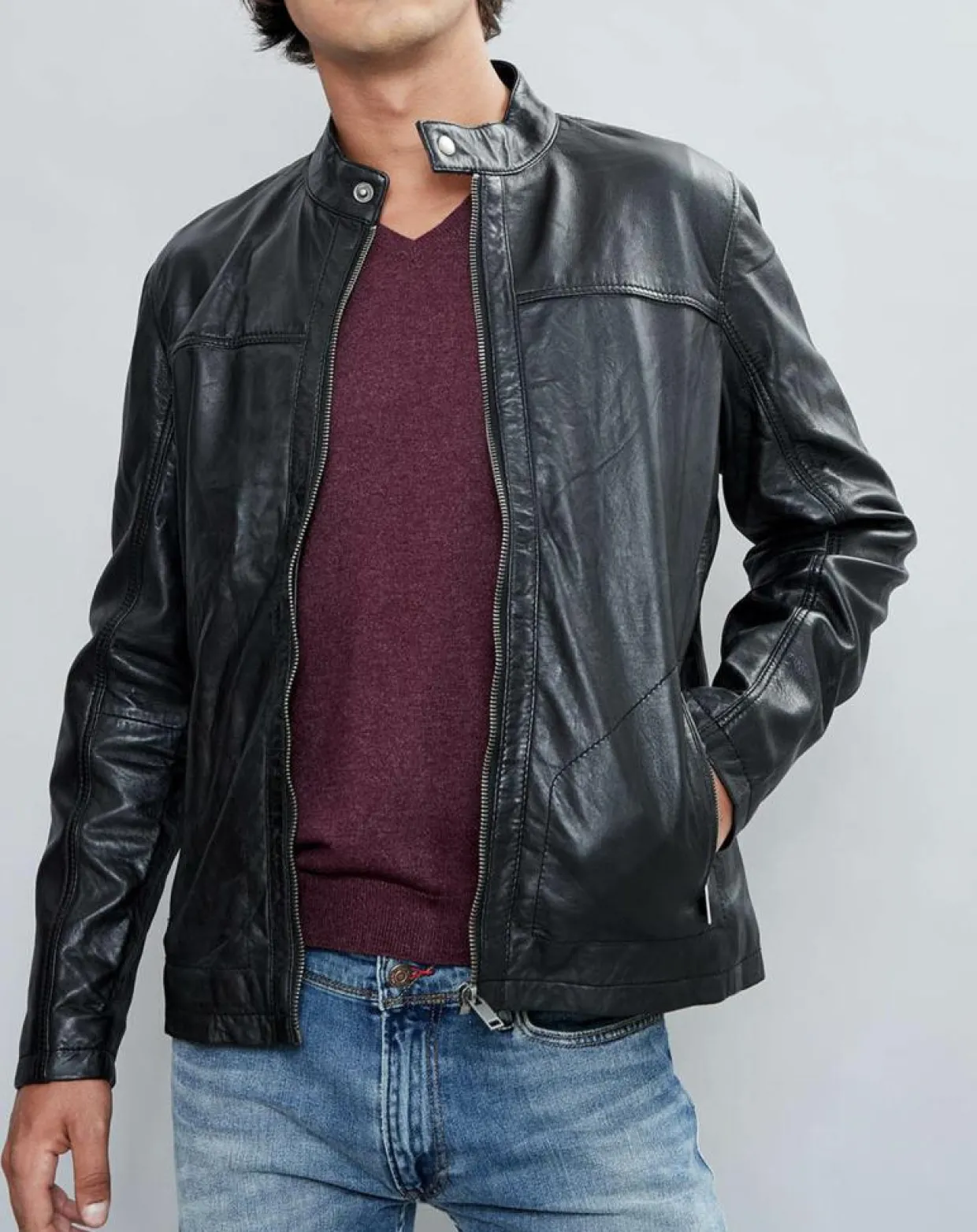 Homme Chyston Vestes, Blousons^Veste en Cuir Taylor noire