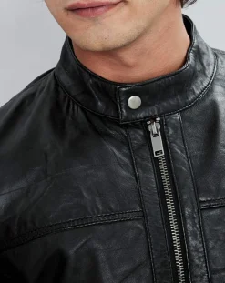 Homme Chyston Vestes, Blousons^Veste en Cuir Taylor noire