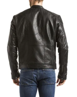 Homme Blue Wellford Vestes, Blousons^Veste en Cuir Tchar noire