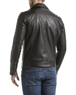 Veste en Cuir Thames noire-Blue Wellford Clearance