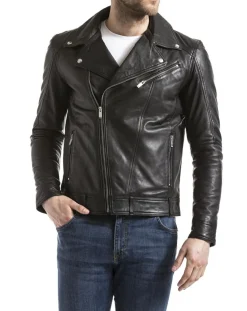 Veste en Cuir Thames noire-Blue Wellford Clearance