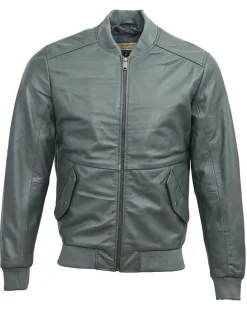 Veste en Cuir Theo grise-Chyston Discount