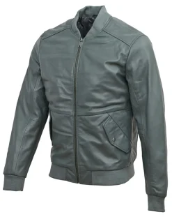 Veste en Cuir Theo grise-Chyston Discount