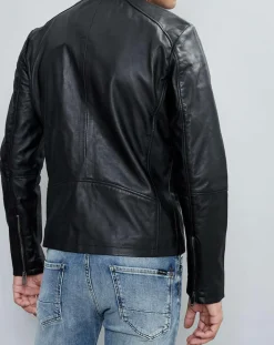 Veste en Cuir Thibaut noire-Chyston Online