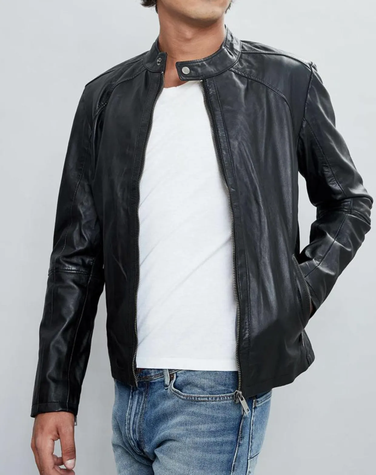 Veste en Cuir Thibaut noire-Chyston Online