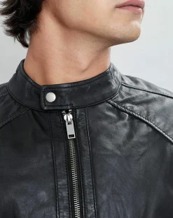 Veste en Cuir Thibaut noire-Chyston Online