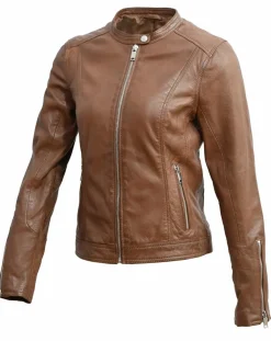 Veste en Cuir Tia cognac-Chyston New