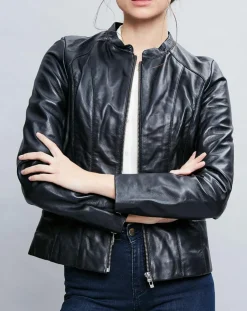 Femme Chyston Vestes, Blousons^Veste en Cuir Tifanie noire