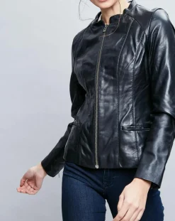 Femme Chyston Vestes, Blousons^Veste en Cuir Tifanie noire
