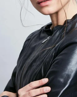 Femme Chyston Vestes, Blousons^Veste en Cuir Tifanie noire