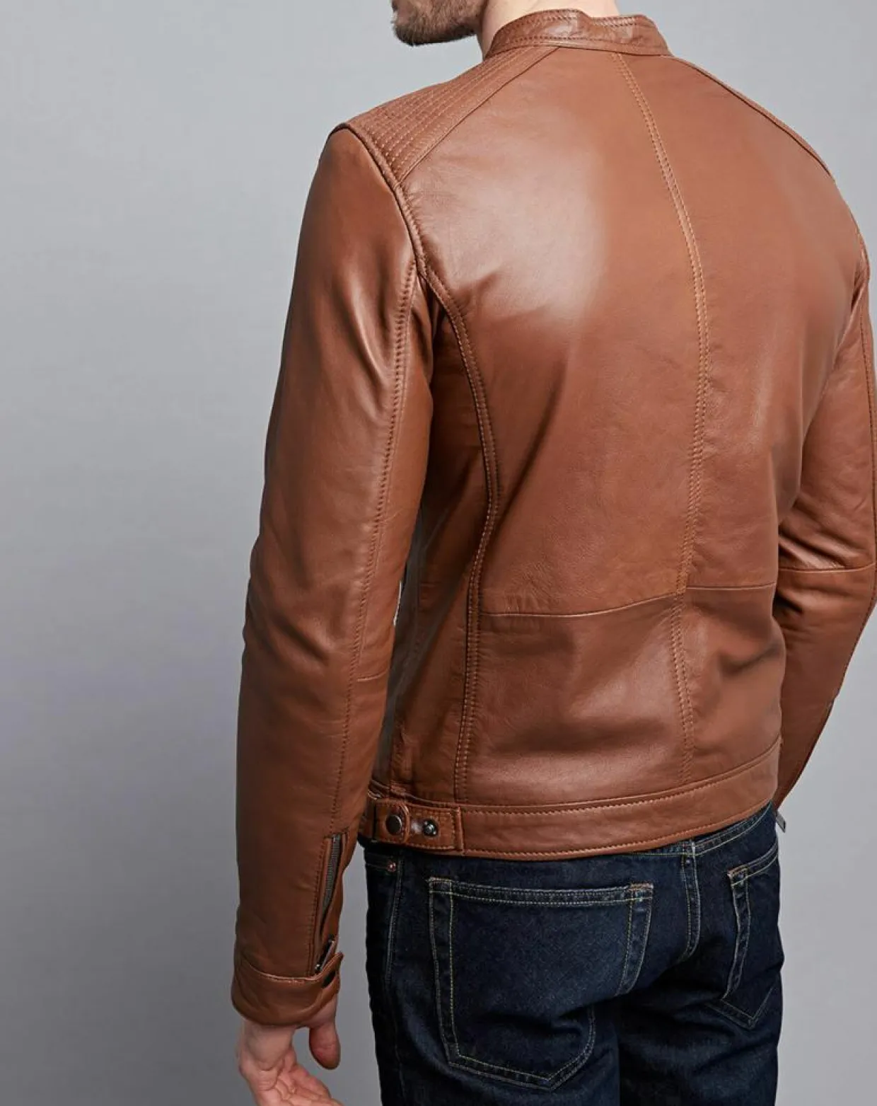Veste en Cuir Timoty cognac-Chyston Sale