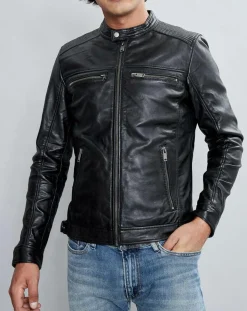 Homme Chyston Vestes, Blousons^Veste en Cuir Timoty noire