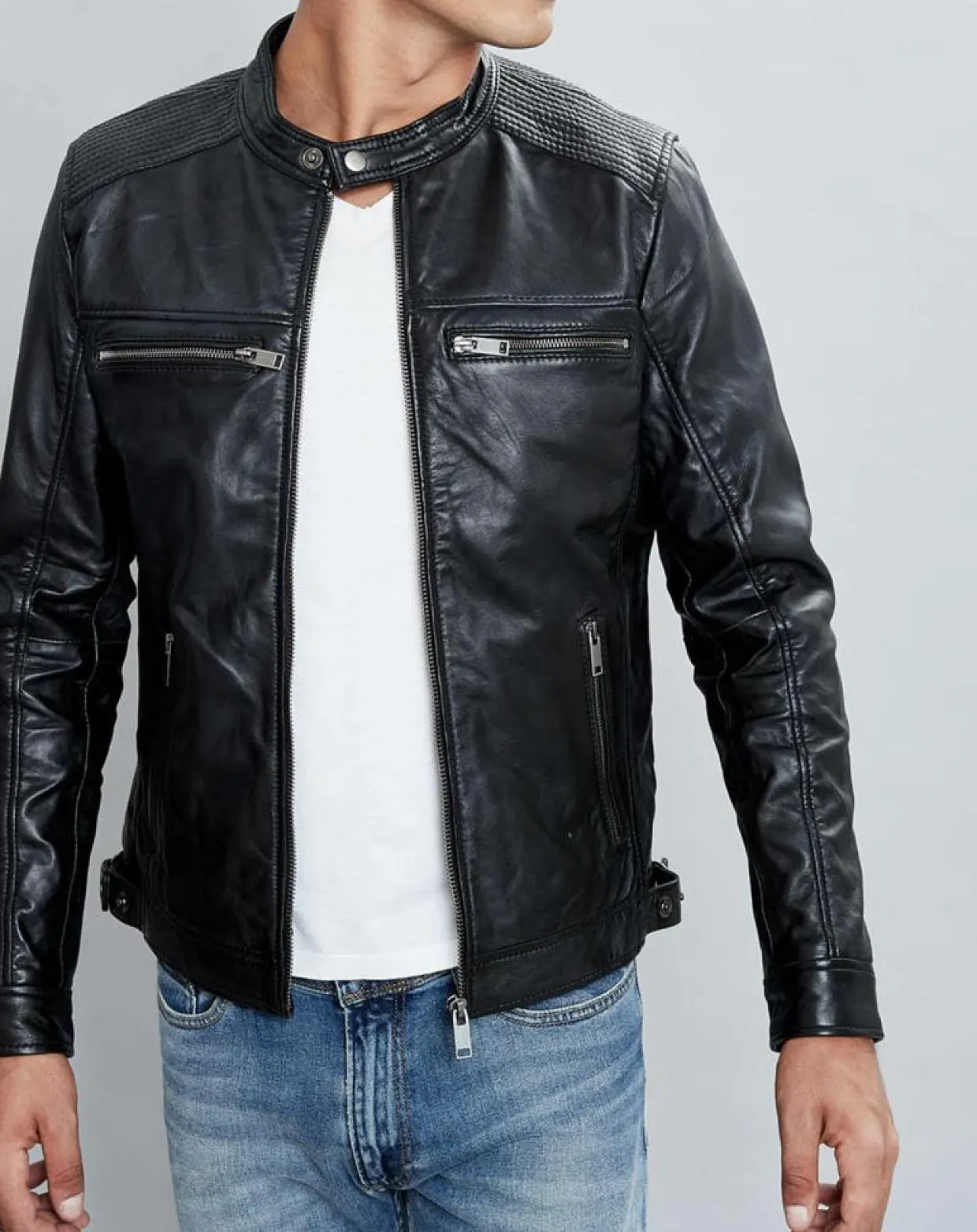 Homme Chyston Vestes, Blousons^Veste en Cuir Timoty noire
