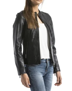 Femme Blue Wellford Vestes, Blousons^Veste en Cuir Varenne noire