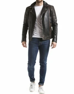 Veste en Cuir Varus marron vintage-Blue Wellford Hot