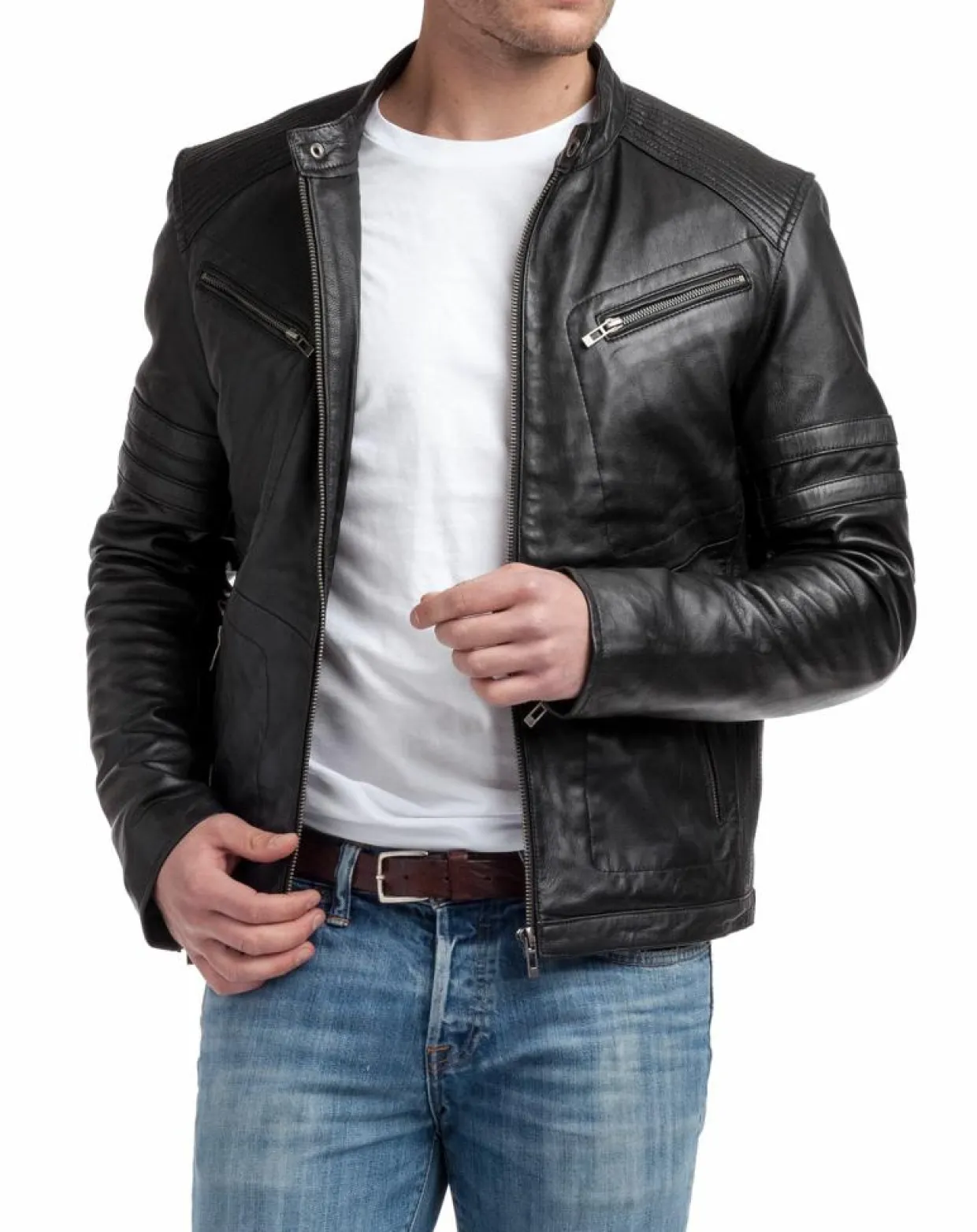 Homme Chyston Vestes, Blousons^Veste en Cuir Victor noire