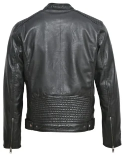 Veste en Cuir Zachary noire-Blue Wellford Hot