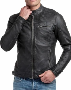 Homme Blue Wellford Vestes, Blousons^Veste en Cuir Zack noire
