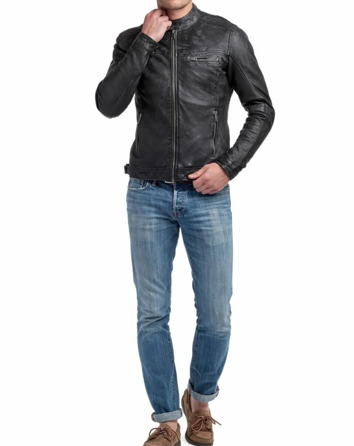 Homme Blue Wellford Vestes, Blousons^Veste en Cuir Zack noire