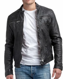 Homme Blue Wellford Vestes, Blousons^Veste en Cuir Zadok noire