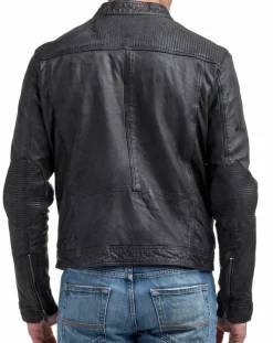 Homme Blue Wellford Vestes, Blousons^Veste en Cuir Zadok noire