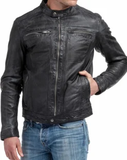 Homme Blue Wellford Vestes, Blousons^Veste en Cuir Zadok noire