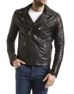 Veste en Cuir Zambezi marron vintage-Blue Wellford Online