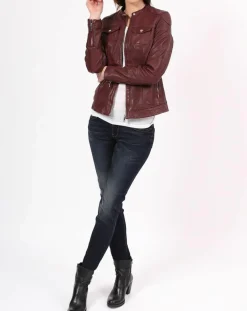 Femme Chyston Vestes, Blousons^Veste en Cuir Zayra bordeaux