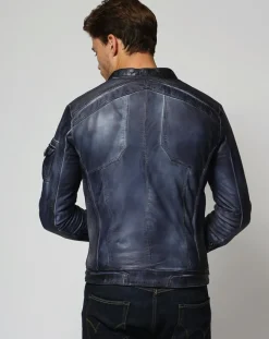 Veste en Cuir Zeno marine-Chyston Best