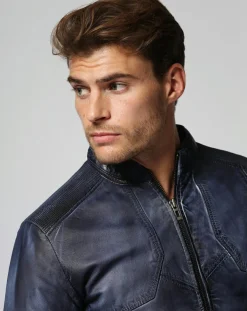 Veste en Cuir Zeno marine-Chyston Best