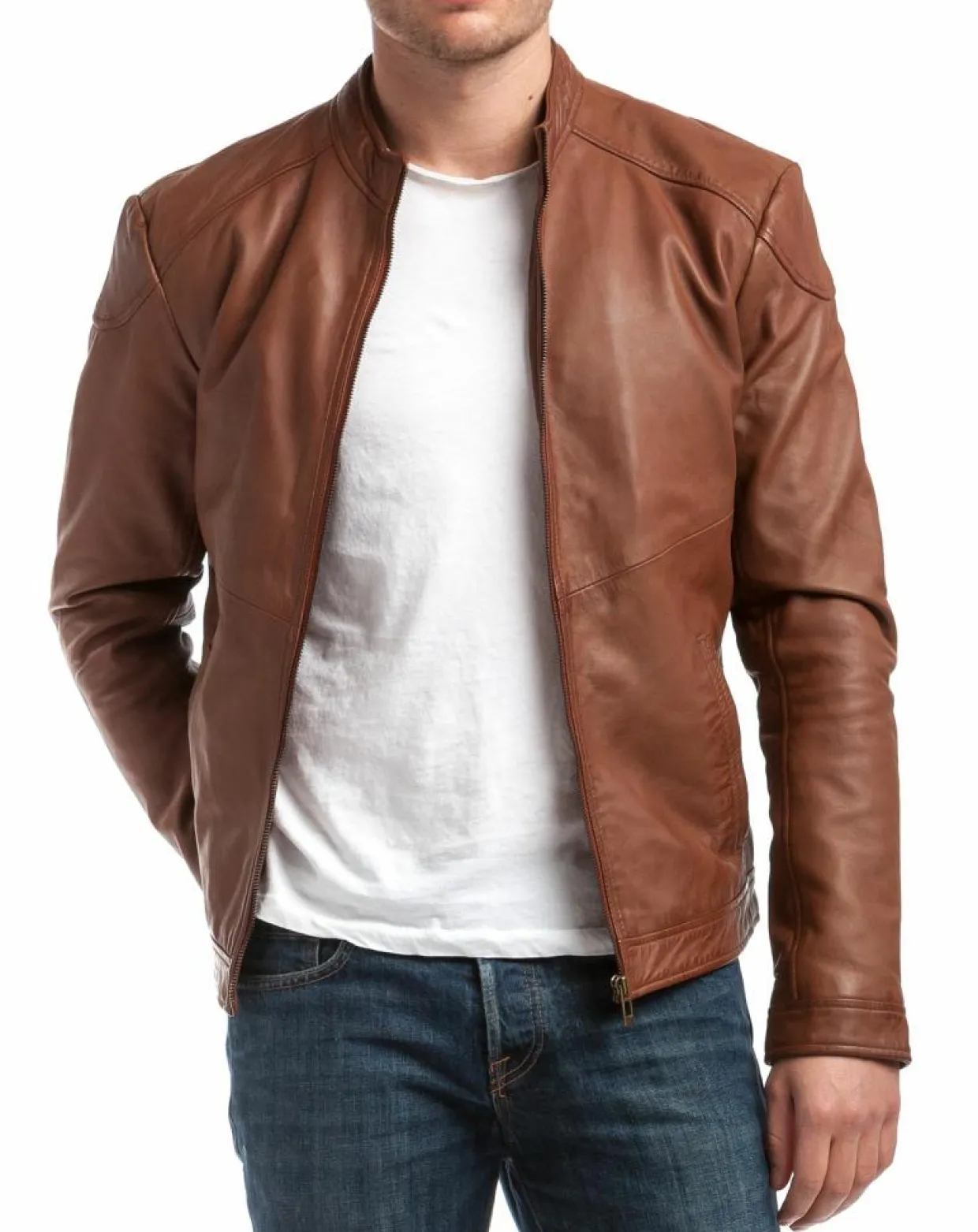 Homme Chyston Vestes, Blousons^Veste en Cuir Zuzarte cognac
