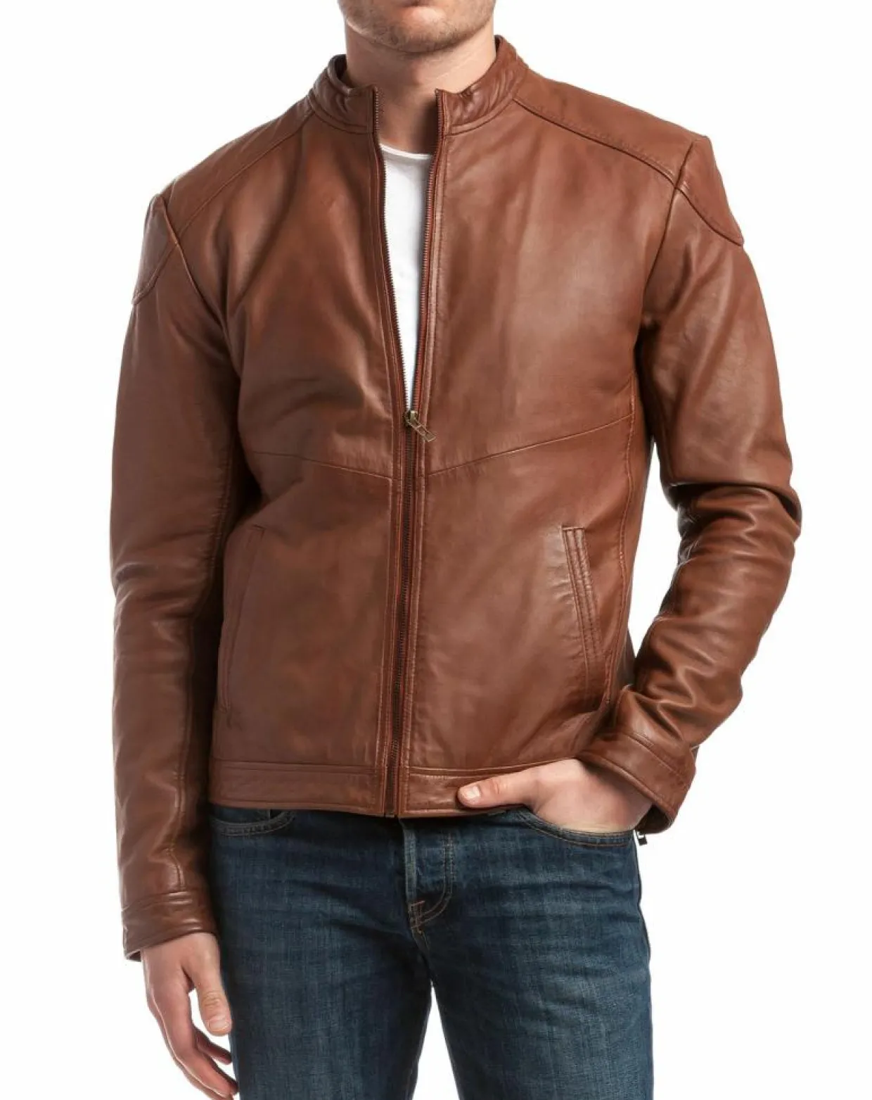 Homme Chyston Vestes, Blousons^Veste en Cuir Zuzarte cognac