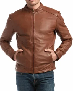 Homme Chyston Vestes, Blousons^Veste en Cuir Zuzarte cognac