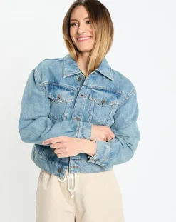 Femme Marc O'Polo Vestes, Blousons^Veste en jean courte à boutons bleue