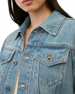 Femme Marc O'Polo Vestes, Blousons^Veste en jean courte à boutons bleue