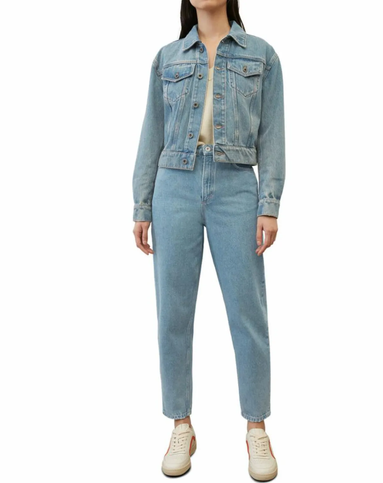 Femme Marc O'Polo Vestes, Blousons^Veste en jean courte à boutons bleue