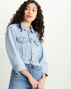 Femme Levi's® Vestes, Blousons^Veste en jean crop Sleeve bleue