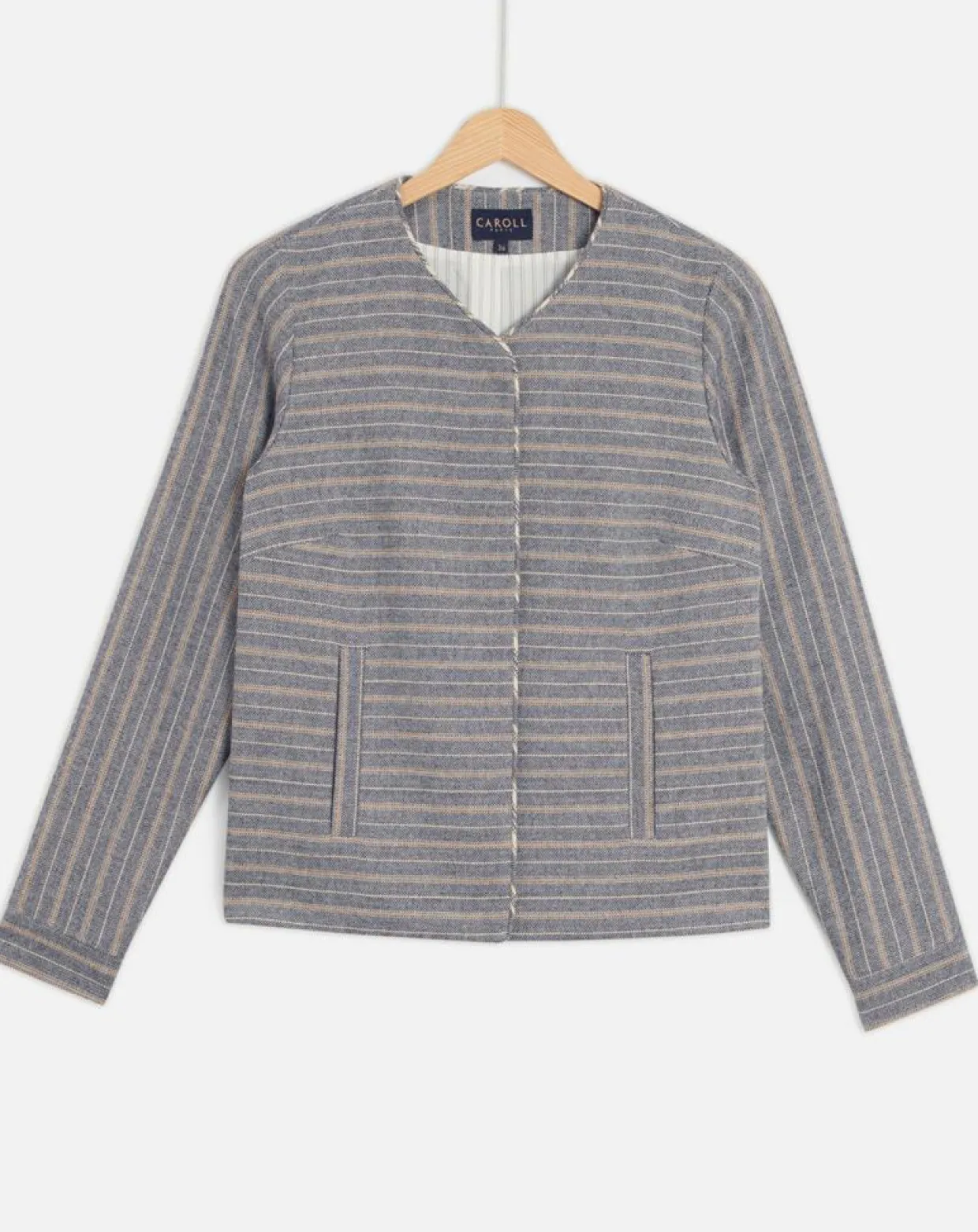 Veste en Laine mélangée Danila rayée bleu marine-Caroll Best