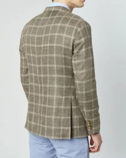 Veste en Laine mélangée Destructurée à carreaux beige/marron-Hackett London