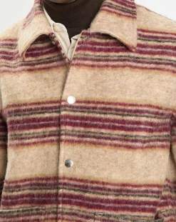 Homme Marc O'Polo Vestes, Blousons^Veste en Laine mélangée rayée beige/rouge
