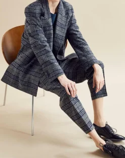 Femme Chloé Stora Vestes, Blousons^Veste en Laine mélangée Ulla à carreaux grise