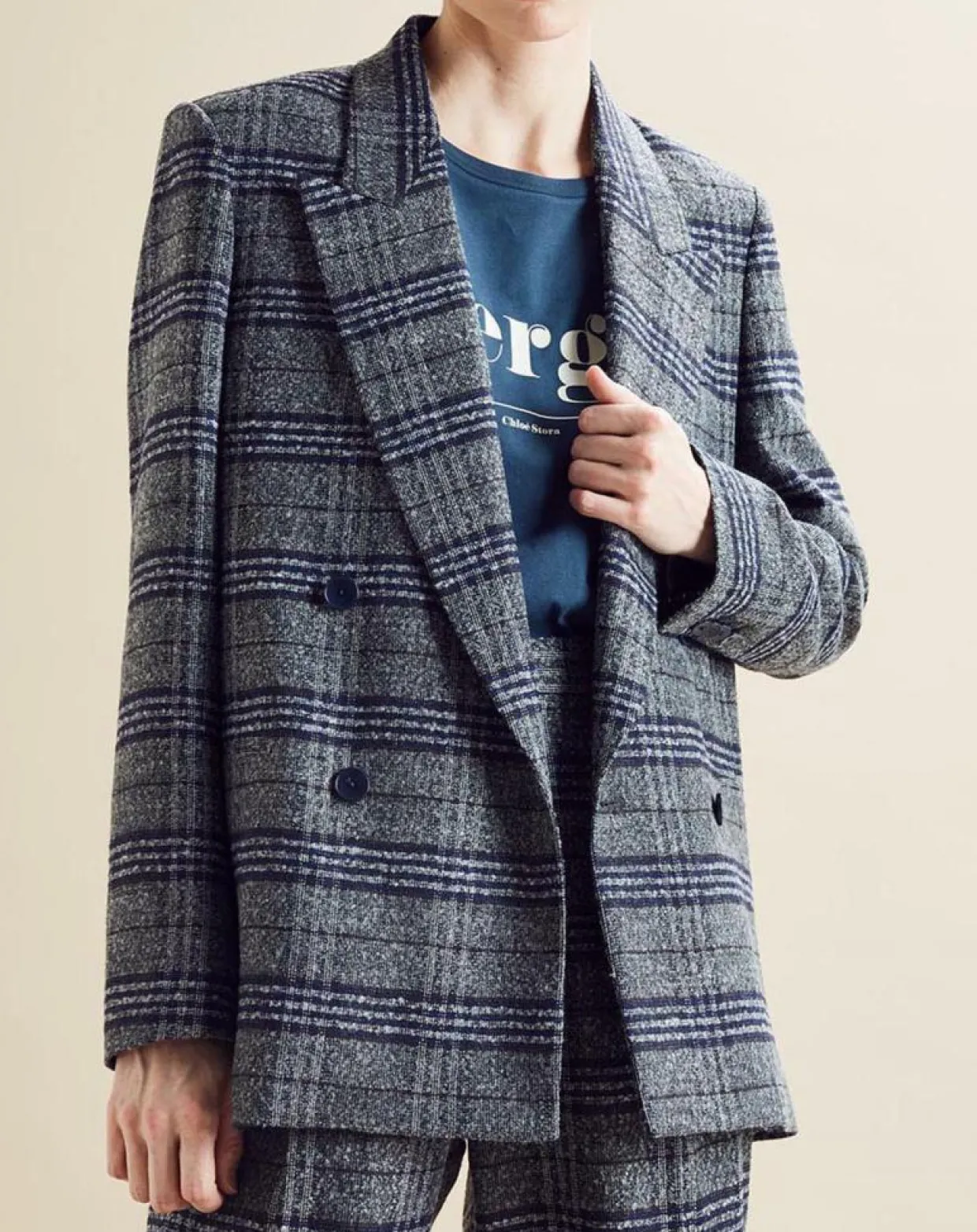 Femme Chloé Stora Vestes, Blousons^Veste en Laine mélangée Ulla à carreaux grise