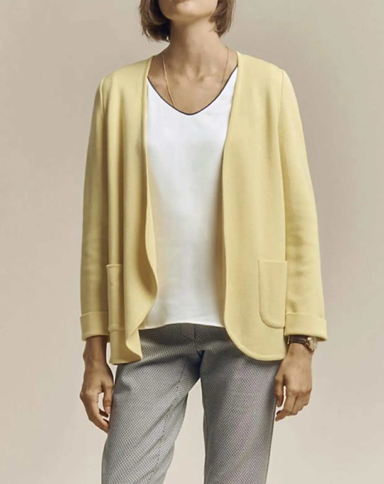 Veste en Laine mélangée Vague jaune mimosa-Devernois Outlet