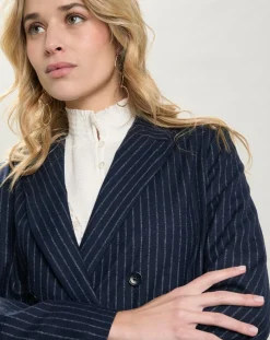 Veste en Laine mélangée Velize rayures brutes/marine-Hartford Best