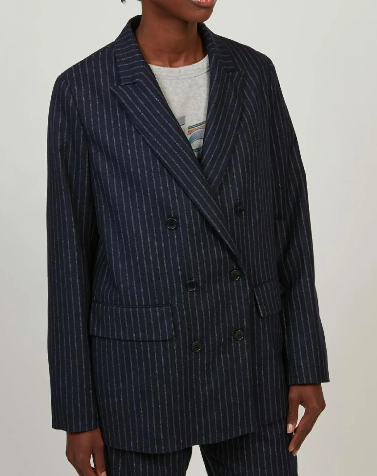 Veste en Laine mélangée Velize rayures brutes/marine-Hartford Best