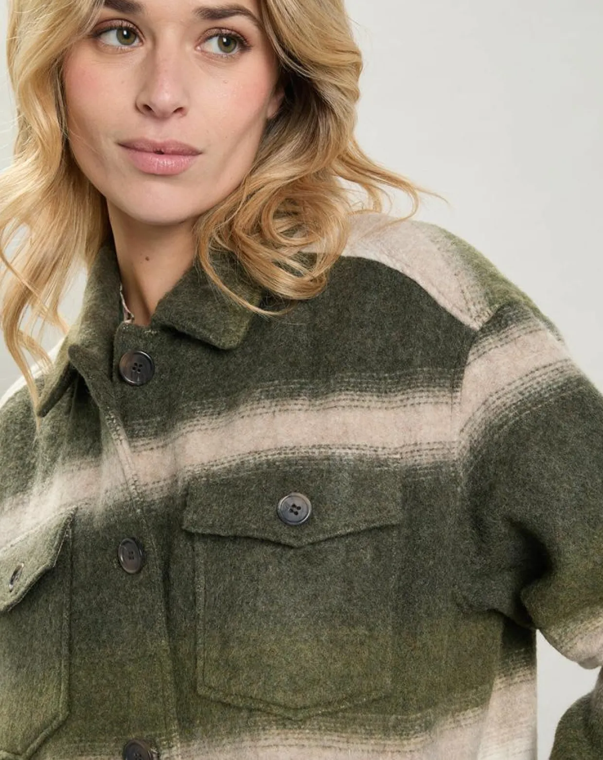 Veste en Laine mélangée Voltige beige/vert-Hartford Hot