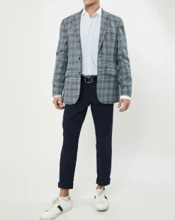 Homme Hackett London Vestes, Blousons^Veste en Lin & Laine mélangés Claire imprimée prince de galles bleue