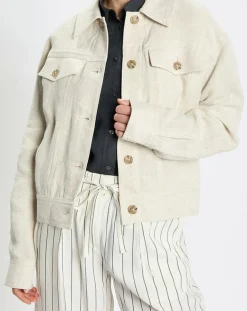 Veste en Lin mélangé Cropped gris clair-Marc O'Polo Outlet