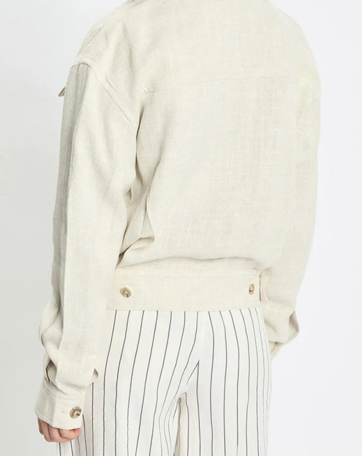 Veste en Lin mélangé Cropped gris clair-Marc O'Polo Outlet