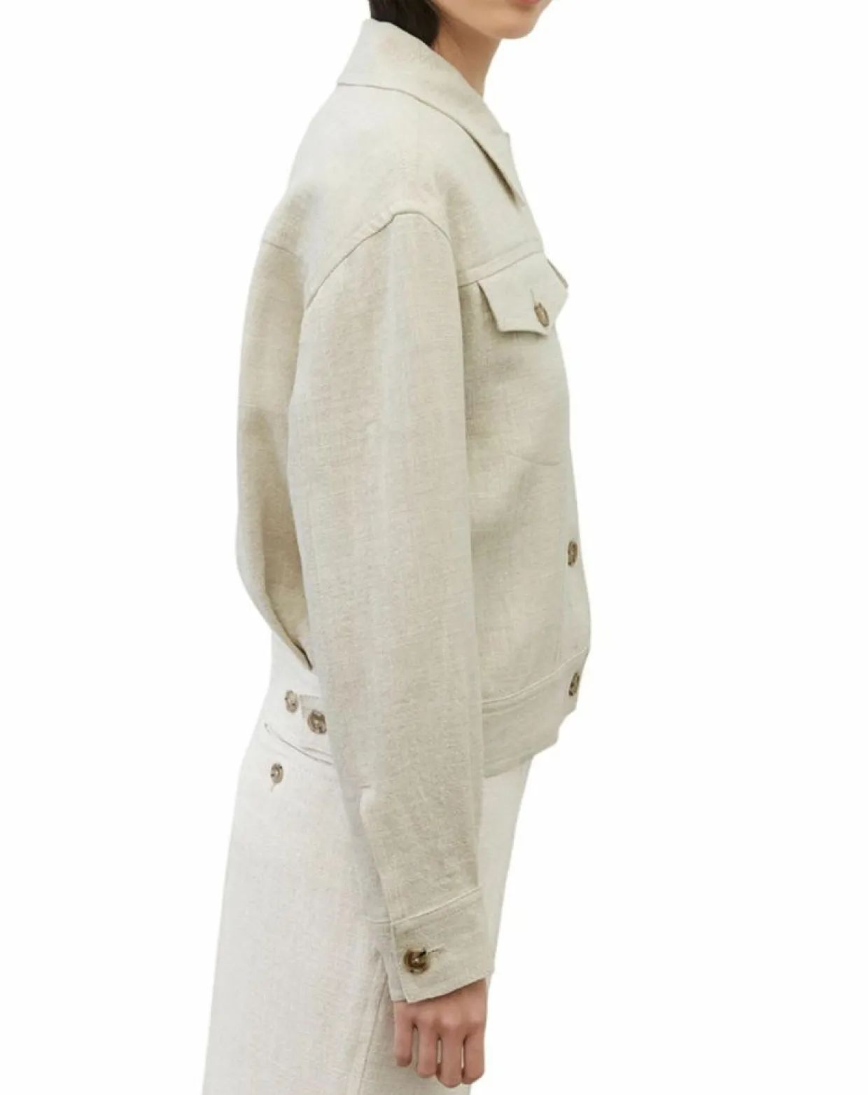 Veste en Lin mélangé Cropped gris clair-Marc O'Polo Outlet